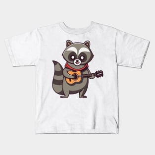 Raccoon Guitar Player Kids T-Shirt